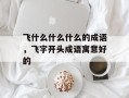 飞什么什么什么的成语，飞字开头成语寓意好的