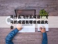 马什么飞什么成语？飞马的成语有哪些成语大全