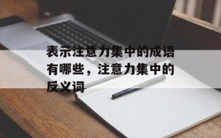 表示注意力集中的成语有哪些，注意力集中的反义词
