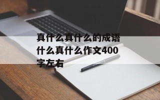 真什么真什么的成语 什么真什么作文400字左右