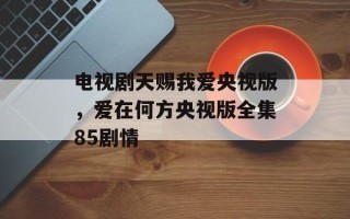 电视剧天赐我爱央视版，爱在何方央视版全集85剧情