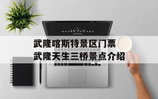 武隆喀斯特景区门票 武隆天生三桥景点介绍
