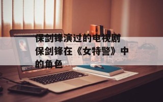 保剑锋演过的电视剧 保剑锋在《女特警》中的角色