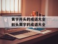 黄字开头的成语大全 前头黄字的成语大全