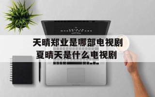天晴郑业是哪部电视剧 夏晴天是什么电视剧