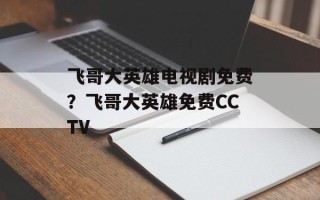 飞哥大英雄电视剧免费？飞哥大英雄免费CCTV