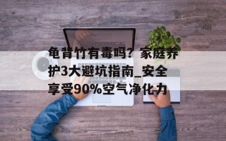 龟背竹有毒吗？家庭养护3大避坑指南_安全享受90%空气净化力