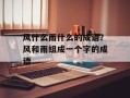 风什么雨什么的成语？风和雨组成一个字的成语