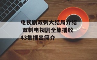 电视剧双刺大结局介绍 双刺电视剧全集播放43集播出简介