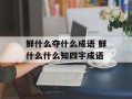 鲜什么夺什么成语 鲜什么什么知四字成语